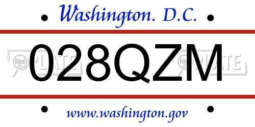 028QZM District Of Columbia License Plate