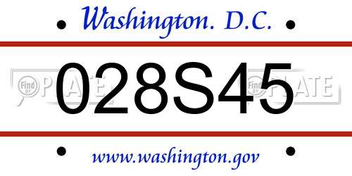 028S45 District Of Columbia License Plate