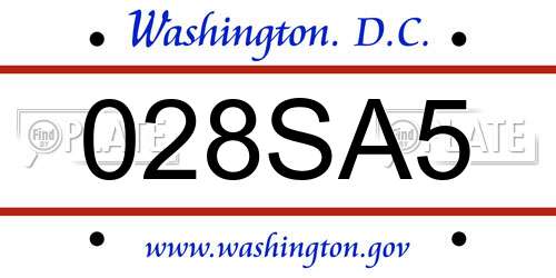 028SA5 District Of Columbia License Plate