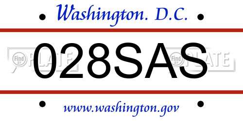 028SAS District Of Columbia License Plate