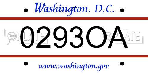 0293OA District Of Columbia License Plate