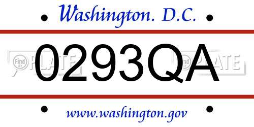 0293QA District Of Columbia License Plate