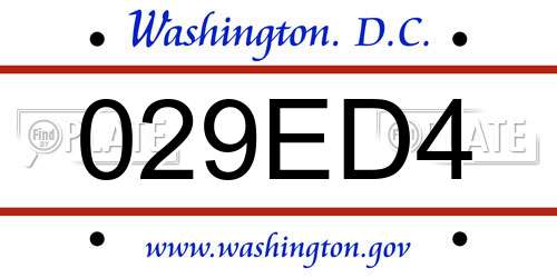 029ED4 District Of Columbia License Plate