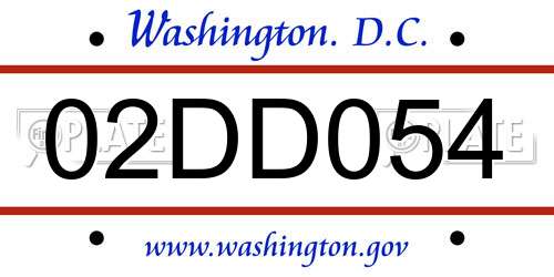 02DD054 District Of Columbia License Plate
