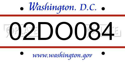 02DO084 District Of Columbia License Plate
