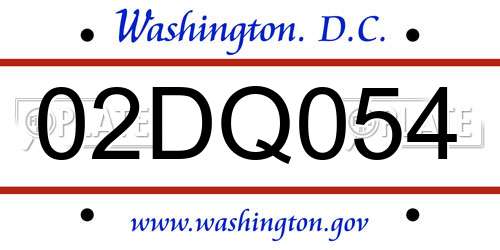 02DQ054 District Of Columbia License Plate