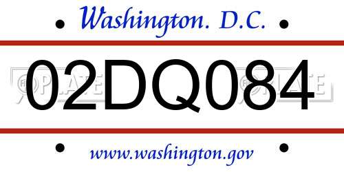 02DQ084 District Of Columbia License Plate