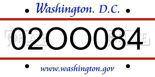 02OO084 District Of Columbia License Plate