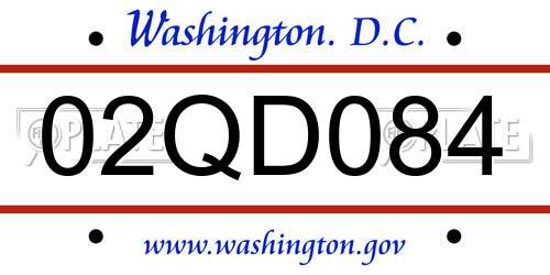 02QD084 District Of Columbia License Plate