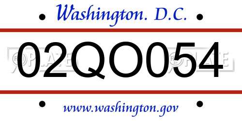 02QO054 District Of Columbia License Plate