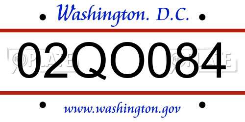 02QO084 District Of Columbia License Plate