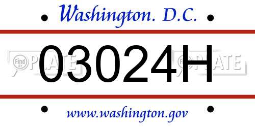 03024H District Of Columbia License Plate