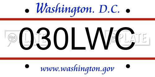 030LWC District Of Columbia License Plate