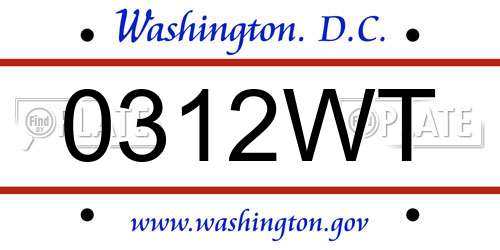 0312WT District Of Columbia License Plate