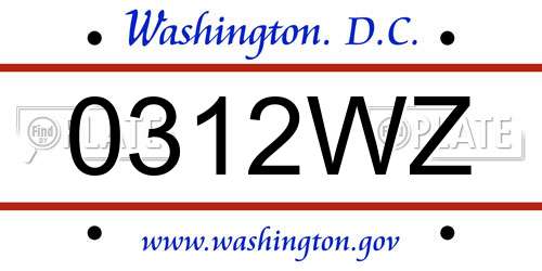 0312WZ District Of Columbia License Plate