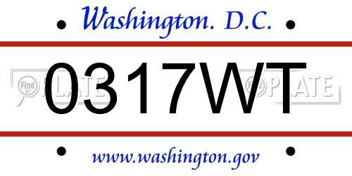 0317WT District Of Columbia License Plate