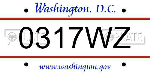 0317WZ District Of Columbia License Plate