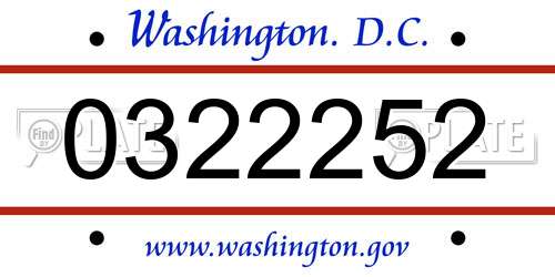 0322252 District Of Columbia License Plate