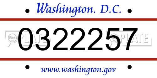 0322257 District Of Columbia License Plate