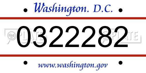 0322282 District Of Columbia License Plate