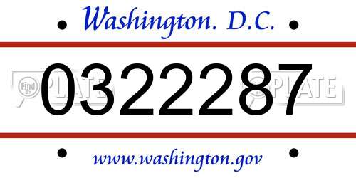 0322287 District Of Columbia License Plate