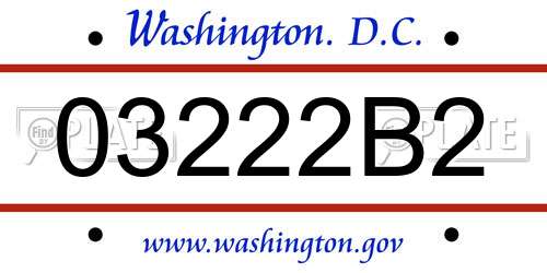 03222B2 District Of Columbia License Plate