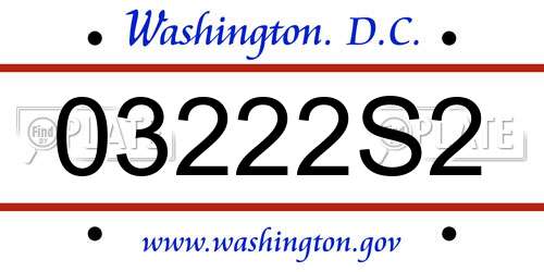 03222S2 District Of Columbia License Plate