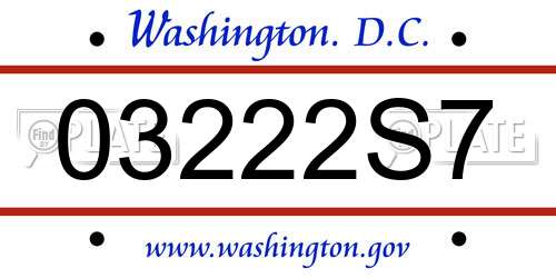 03222S7 District Of Columbia License Plate