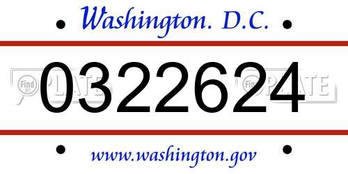 0322624 District Of Columbia License Plate