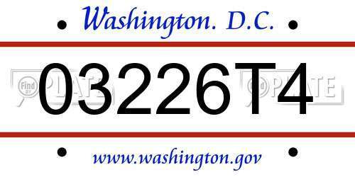 03226T4 District Of Columbia License Plate
