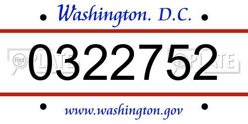 0322752 District Of Columbia License Plate