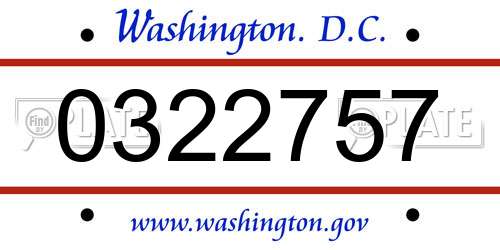 0322757 District Of Columbia License Plate
