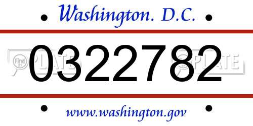 0322782 District Of Columbia License Plate