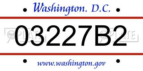 03227B2 District Of Columbia License Plate