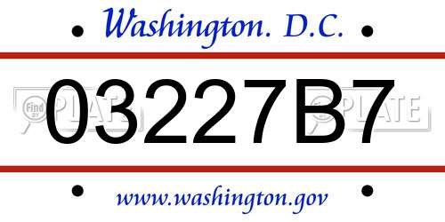 03227B7 District Of Columbia License Plate