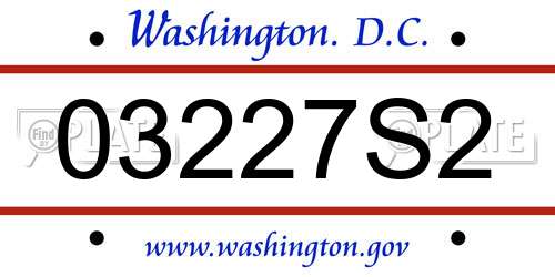 03227S2 District Of Columbia License Plate