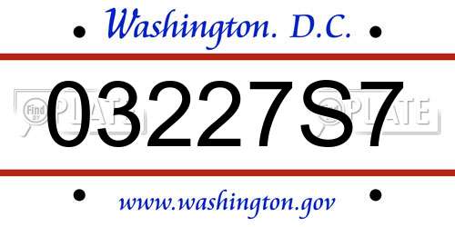 03227S7 District Of Columbia License Plate