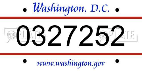 0327252 District Of Columbia License Plate