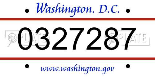 0327287 District Of Columbia License Plate