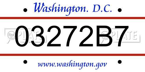 03272B7 District Of Columbia License Plate