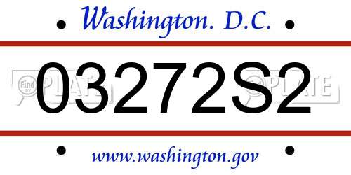 03272S2 District Of Columbia License Plate