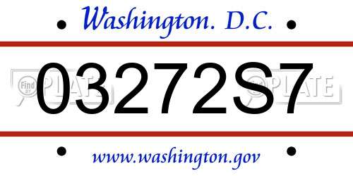 03272S7 District Of Columbia License Plate