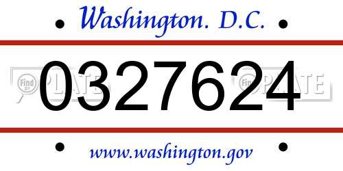 0327624 District Of Columbia License Plate