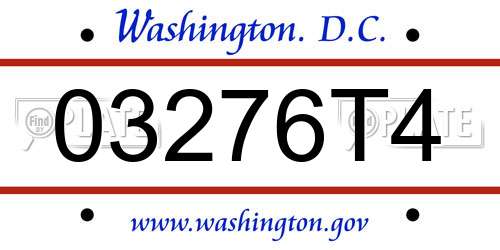 03276T4 District Of Columbia License Plate