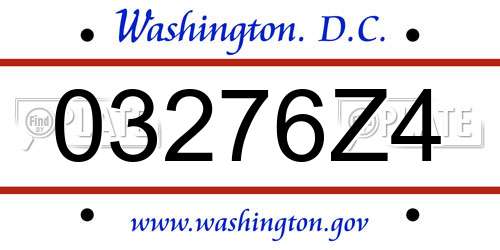 03276Z4 District Of Columbia License Plate