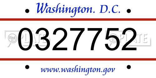 0327752 District Of Columbia License Plate