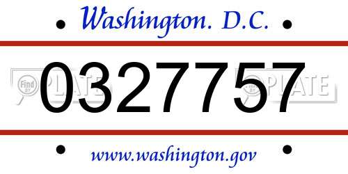 0327757 District Of Columbia License Plate