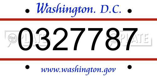 0327787 District Of Columbia License Plate