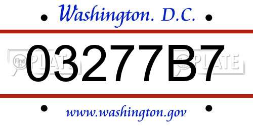 03277B7 District Of Columbia License Plate