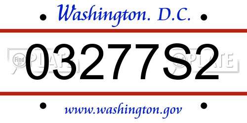 03277S2 District Of Columbia License Plate